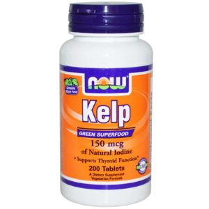 Iodine Kelp Supplement Now Organic Kelp 150 mg 200 Tablets-min